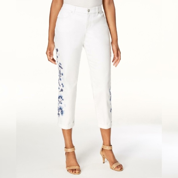 Style & Co. Denim - Style & Co Curvy Fit Embroidered Ankle Jeans